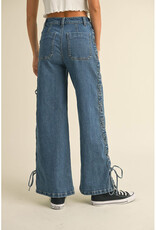 Miou Muse Side Laced Wide Leg Jeans
