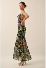 Promesa Floral Chiffon Cowl Maxi Dress