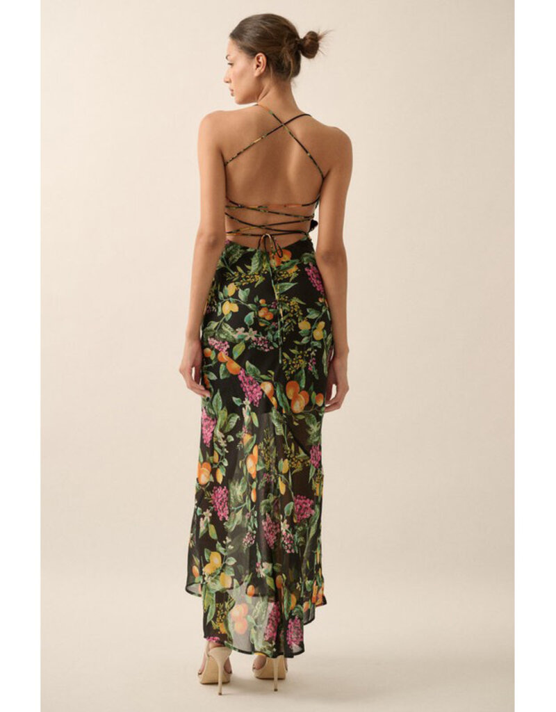 Promesa Floral Chiffon Cowl Maxi Dress