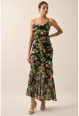Promesa Floral Chiffon Cowl Maxi Dress