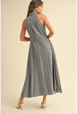 Miou Muse Striped Button Midi Dress