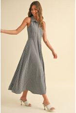 Miou Muse Striped Button Midi Dress