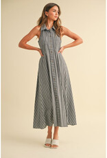 Miou Muse Striped Button Midi Dress