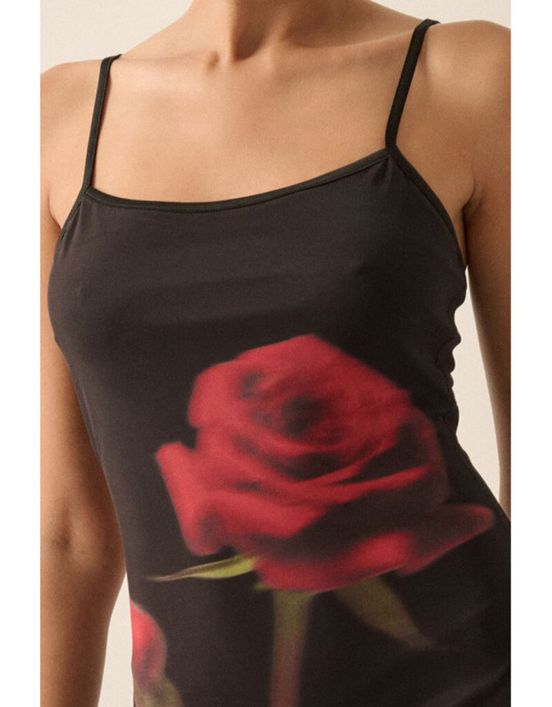 Promesa Rose Print Mesh Maxi Dress