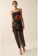Promesa Rose Print Mesh Maxi Dress