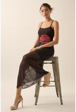 Promesa Rose Print Mesh Maxi Dress