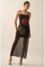 Promesa Rose Print Mesh Maxi Dress