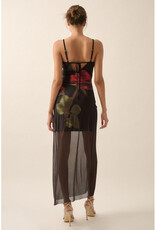 Promesa Rose Print Mesh Maxi Dress