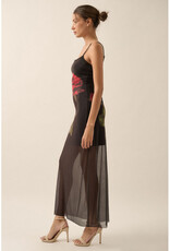 Promesa Rose Print Mesh Maxi Dress