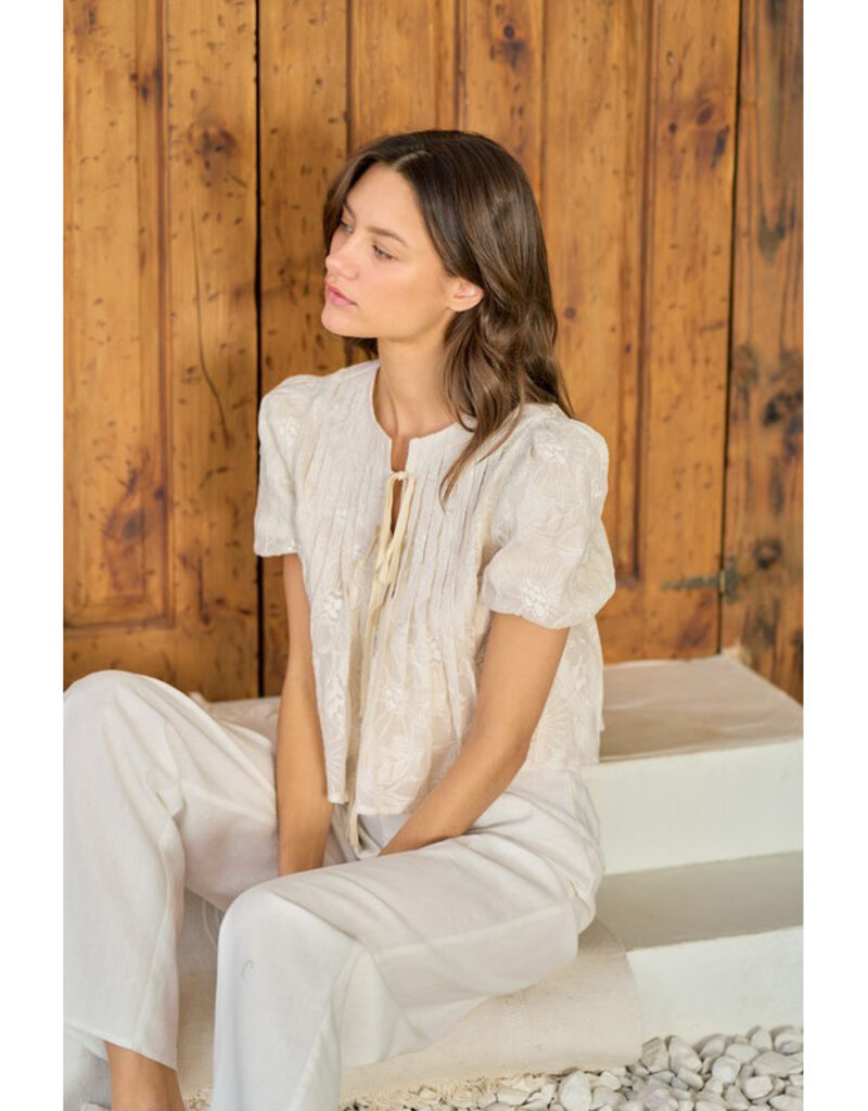 lalavon Puff Sleeve Tie Top