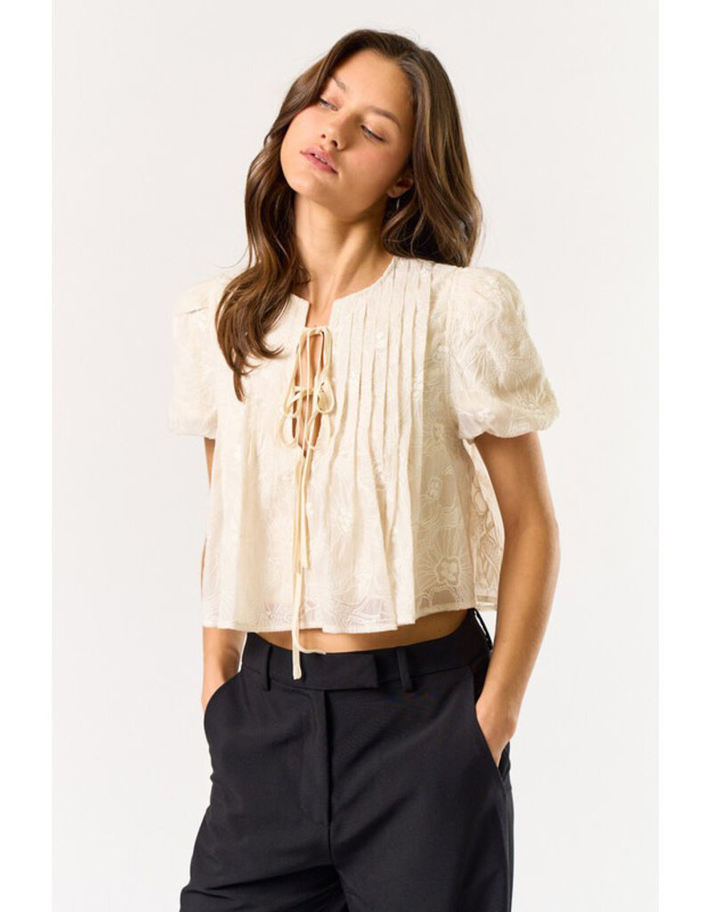 lalavon Puff Sleeve Tie Top