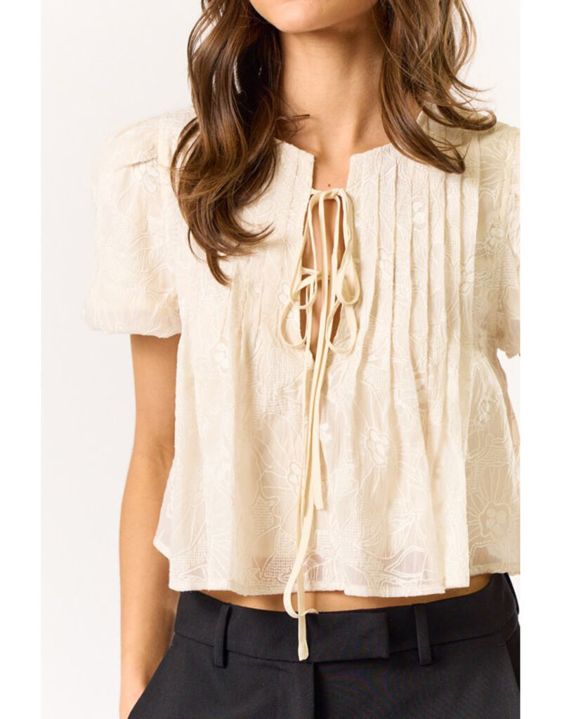 lalavon Puff Sleeve Tie Top