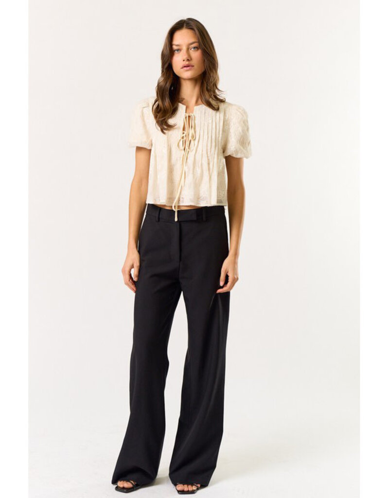 lalavon Puff Sleeve Tie Top