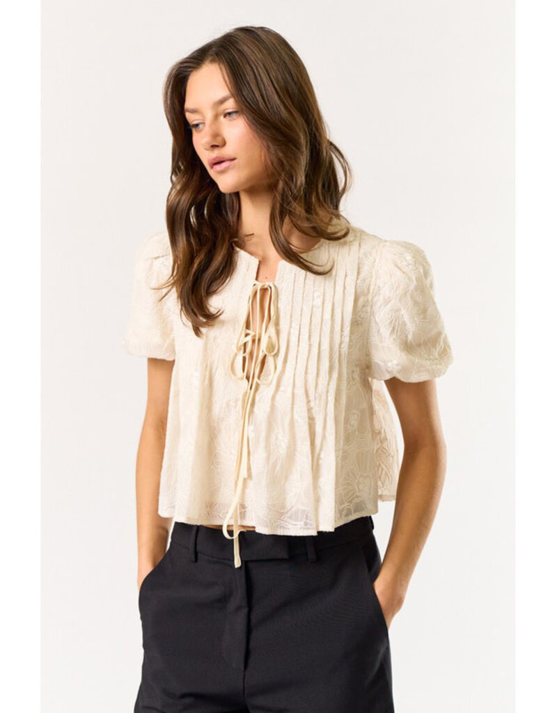 lalavon Puff Sleeve Tie Top
