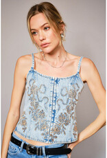 blue b. collection Denim Corset w/Sequin Embroidery