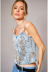 blue b. collection Denim Corset w/Sequin Embroidery