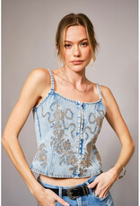 blue b. collection Denim Corset w/Sequin Embroidery