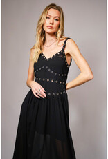 blue b. collection Chiffon Midi Dress w/Grommet Detail