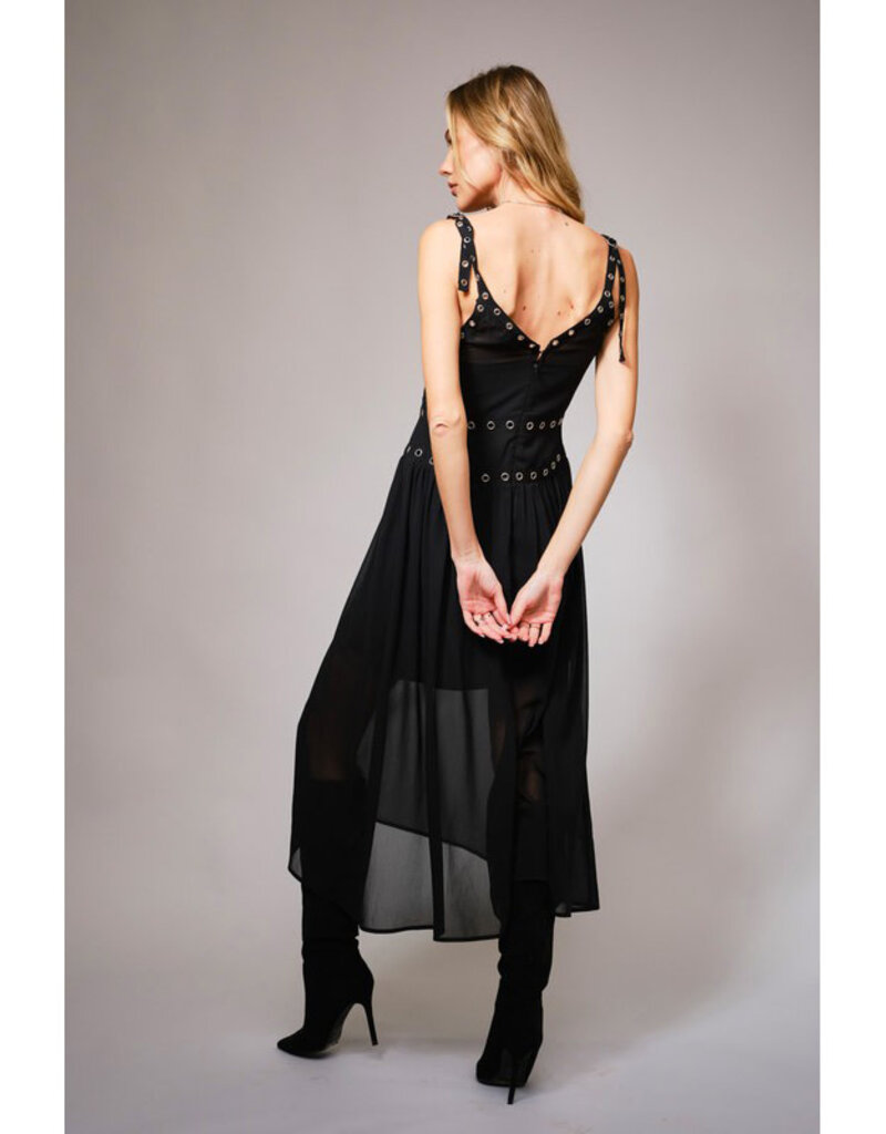 blue b. collection Chiffon Midi Dress w/Grommet Detail