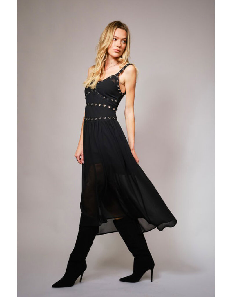 blue b. collection Chiffon Midi Dress w/Grommet Detail