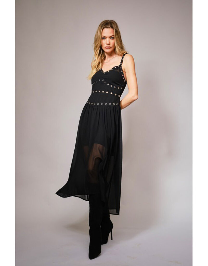 blue b. collection Chiffon Midi Dress w/Grommet Detail