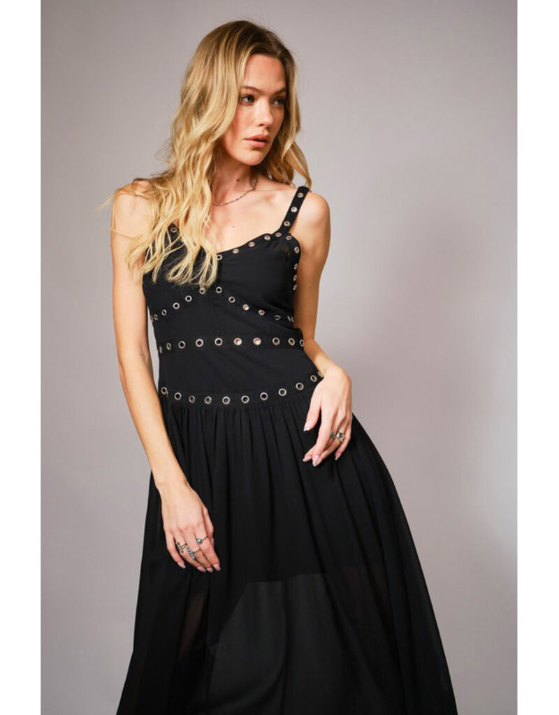 blue b. collection Chiffon Midi Dress w/Grommet Detail