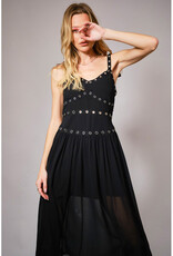 blue b. collection Chiffon Midi Dress w/Grommet Detail