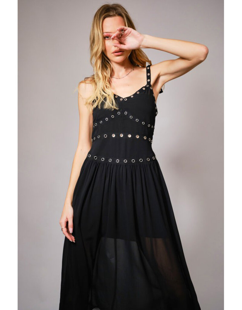 blue b. collection Chiffon Midi Dress w/Grommet Detail