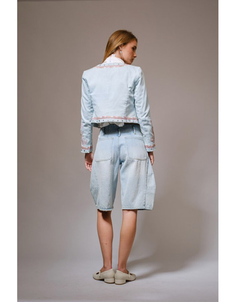 blue b. collection Embroidered Denim Jacket w/Studs