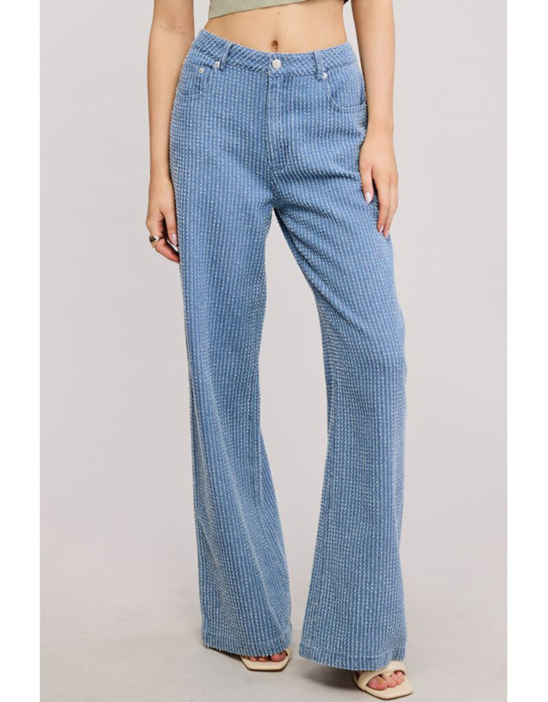 Mimosa Distressed Stripe Slouchy Jeans