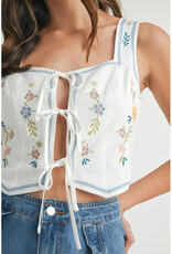Mable Embroidered Tie Front Vest