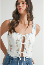Mable Embroidered Tie Front Vest