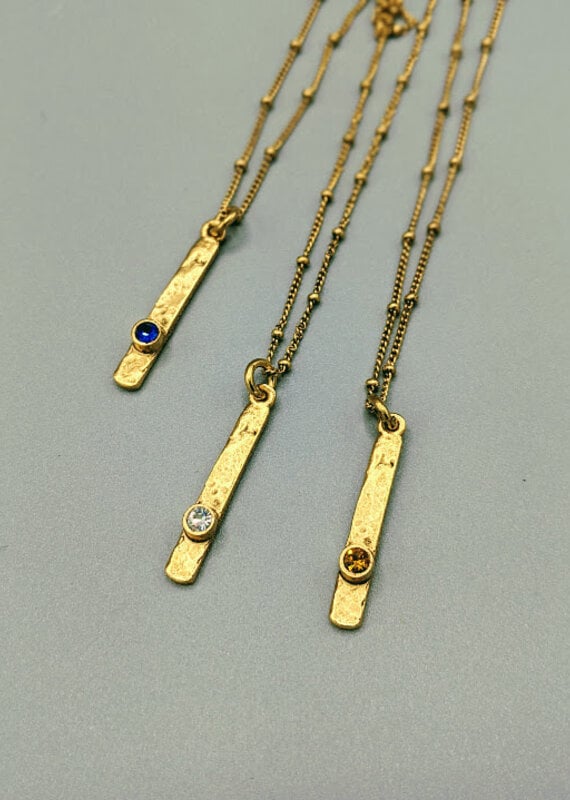 Bird in the Sky 24k Gold over Brass Bar Necklace w/Crystal