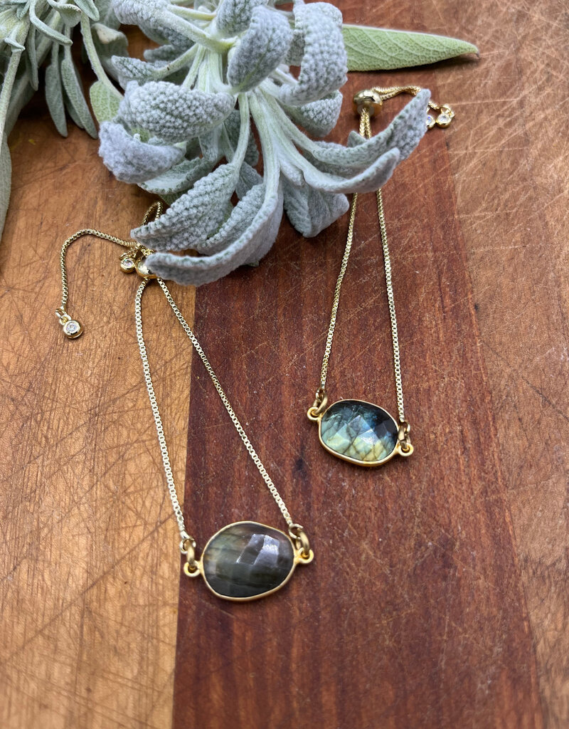 Bird in the Sky Gold Slider Bracelet w/Gemstone