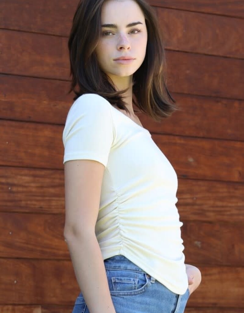 Angie Scoop Neck Ruched Tee