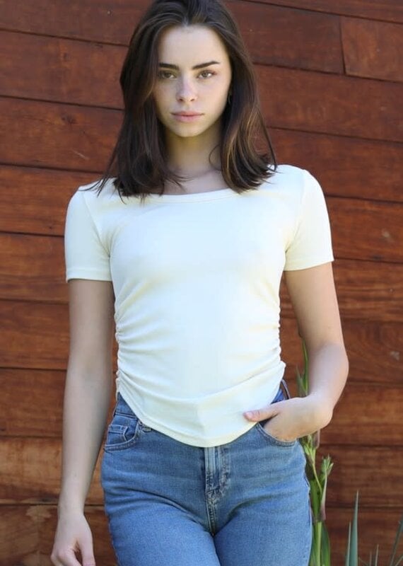Angie Scoop Neck Ruched Tee