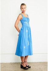 Raisonnel Denim Embroidered Midi Dress