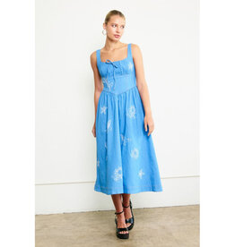 Raisonnel Denim Embroidered Midi Dress