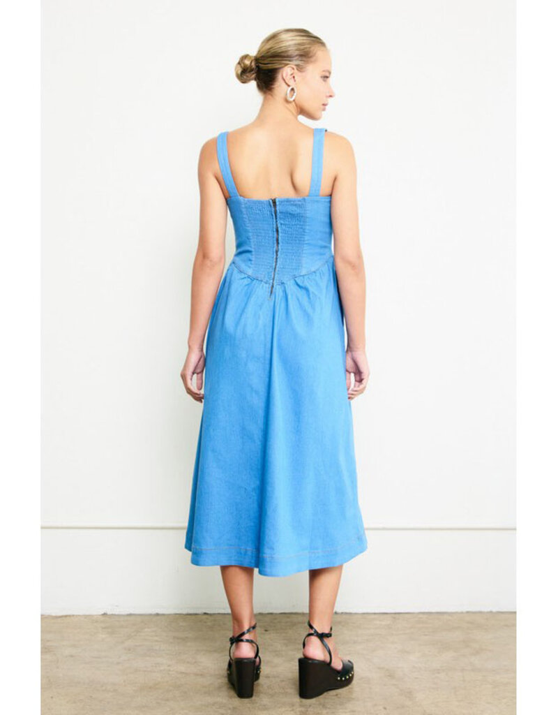 Raisonnel Denim Embroidered Midi Dress
