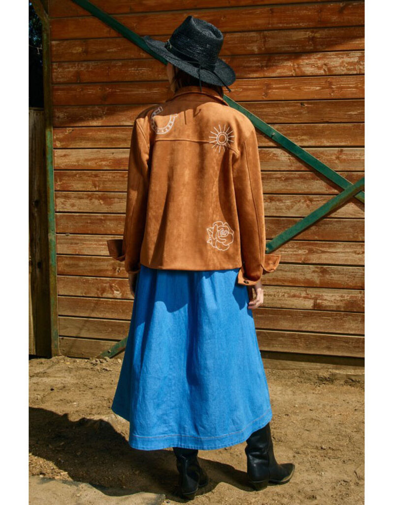 Raisonnel Embroidered Faux Suede Jacket