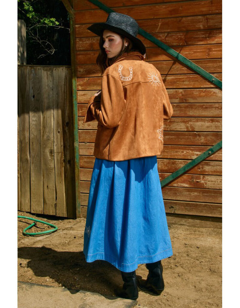 Raisonnel Embroidered Faux Suede Jacket