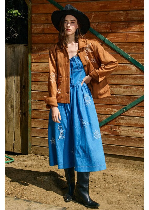 Raisonnel Embroidered Faux Suede Jacket