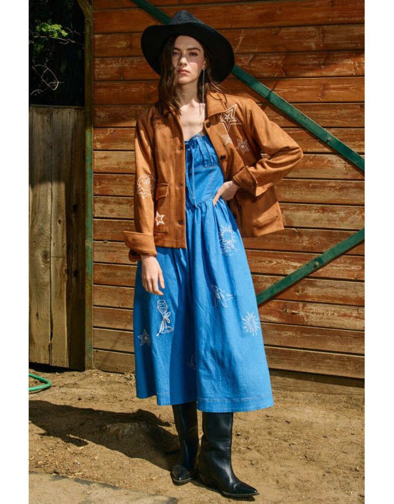 Raisonnel Embroidered Faux Suede Jacket