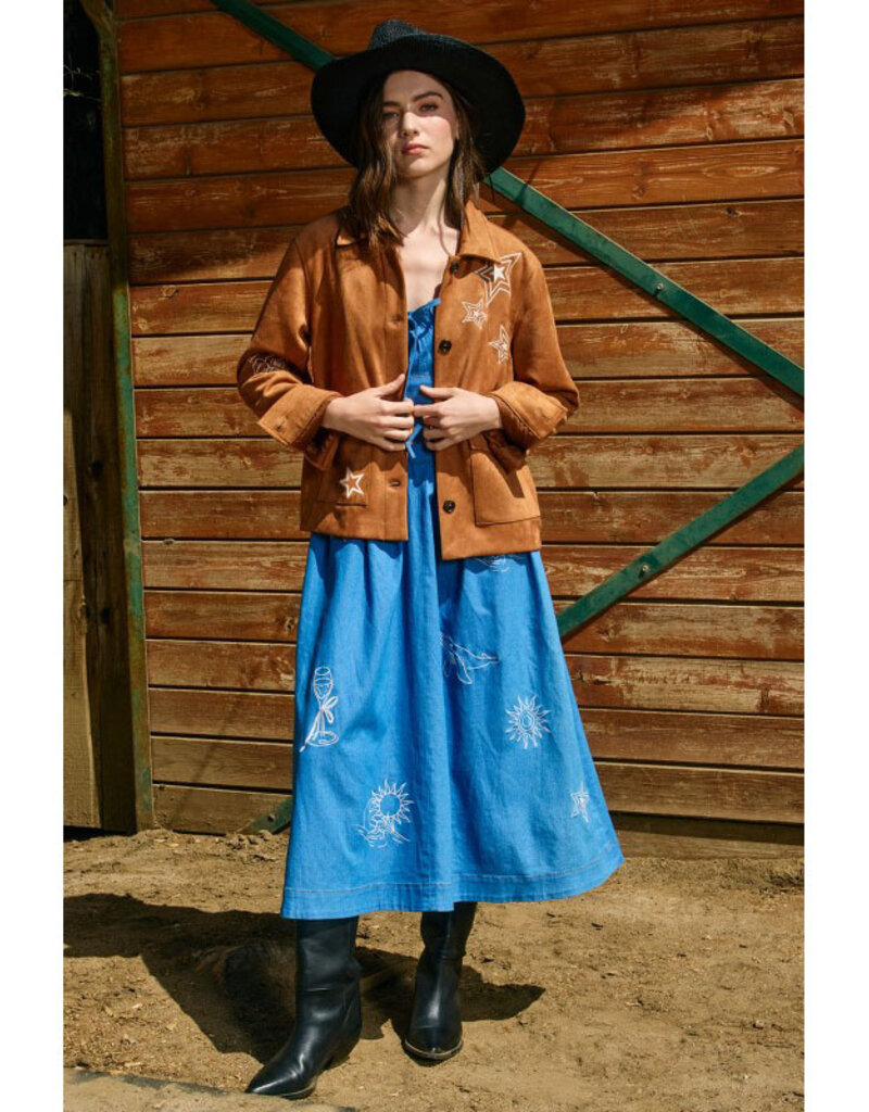 Raisonnel Embroidered Faux Suede Jacket