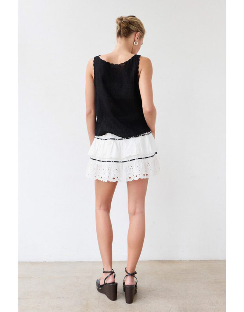 Raisonnel Lace Trim Tiered  Mini Skirt