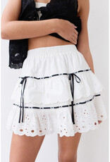 Raisonnel Lace Trim Tiered  Mini Skirt