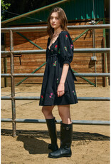 Raisonnel Black Embroidered Mini Dress