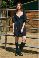 Raisonnel Black Embroidered Mini Dress