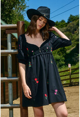 Raisonnel Black Embroidered Mini Dress