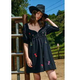 Raisonnel Black Embroidered Mini Dress
